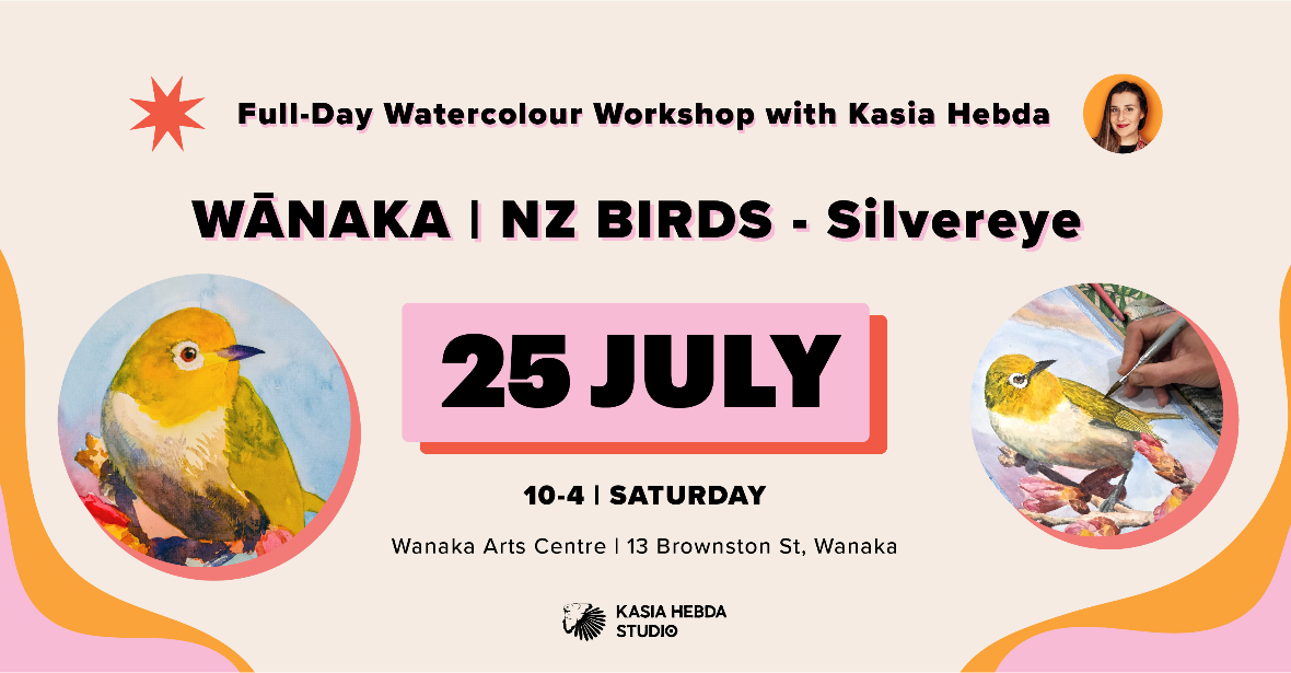 WĀNAKA | NZ Birds - Silvereye • Full-Day Watercolour Workshop with Kasia Hebda